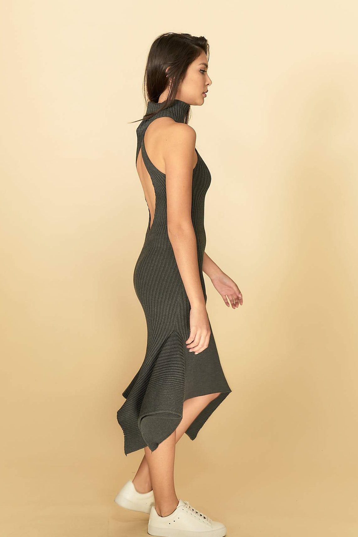 Alexa Midi Knit Dress Grey