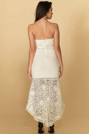 Aria Lace Midi Dress White