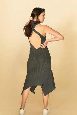 Alexa Midi Knit Dress Grey